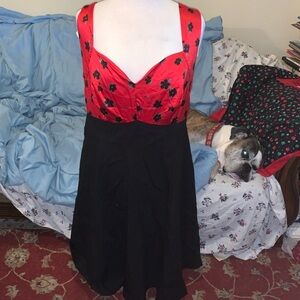 Torrid Size 16 Fit & Flare Dress Red Black Knee Length 50s Rockabilly Cosplay